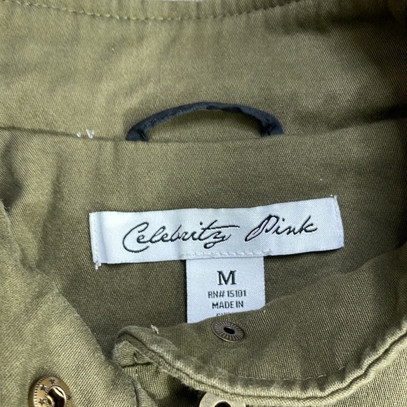 Celebrity Pink Olive Green Utility Jacket with Rhinestone Pockets, size medium - Picture 2 of 14